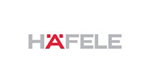 Häfele logo in gray and red on a white background