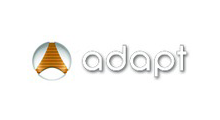 Adapt logo with orange striped circular icon and gray lowercase text