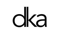 Black lowercase “dka” logo on a white background