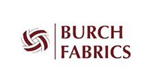 Burch Fabrics logo in maroon text with a stylized woven emblem.