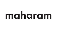 Maharam logo in bold black lowercase text on a white background