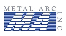 Metal Arc Inc. logo with stylized blue zigzag lines and gray text on a white background