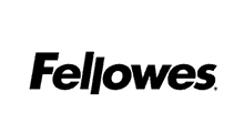 Fellowes logo in black italic text on a white background