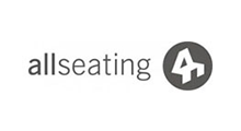 Allseating logo with stylized white “A” in a dark circle