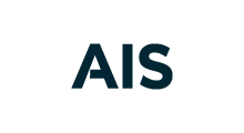 Dark blue “AIS” letters on a white background