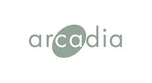 Arcadia logo in gray lowercase letters with a green circular “c” icon