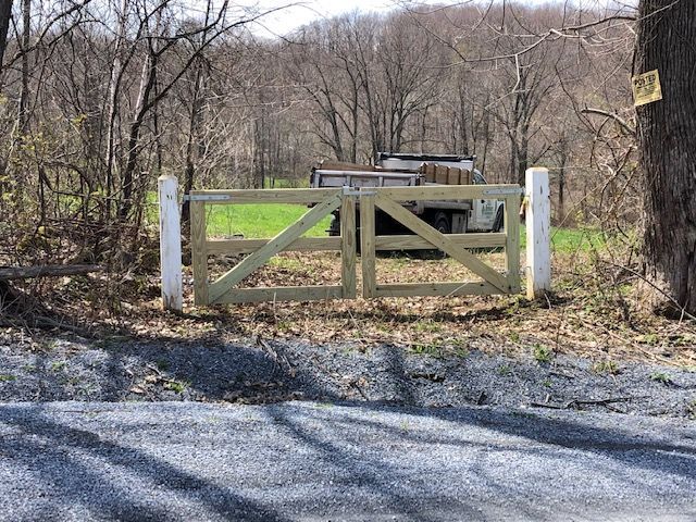 Closed wooden fence gate