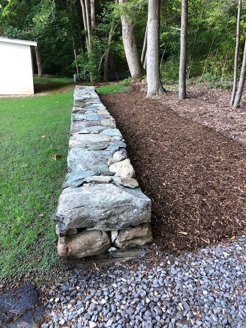 Side view of retaining wall