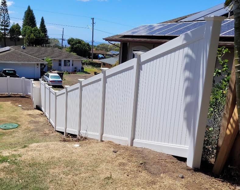 A white fence with a house in the background