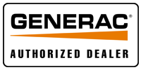 Generac Authorized Dealer logo in black and orange on a white background