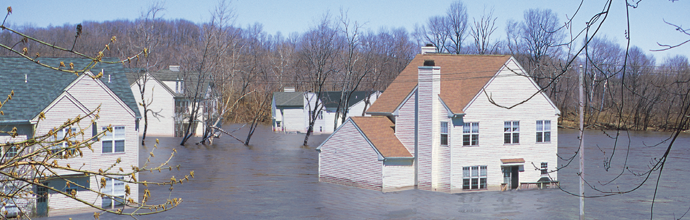 Residential houses on flood