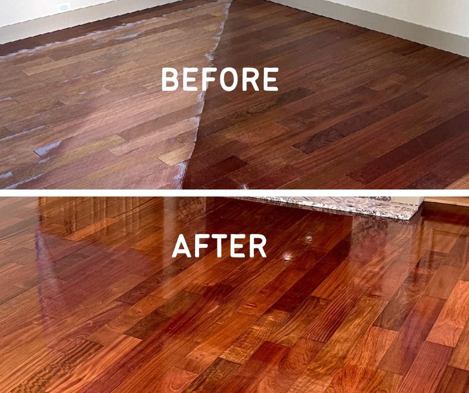 Hardwood floor before and after