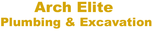 A logo for arch elite plumbing and excavation