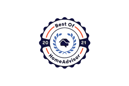 A badge that says best of home advisor on a white background.
