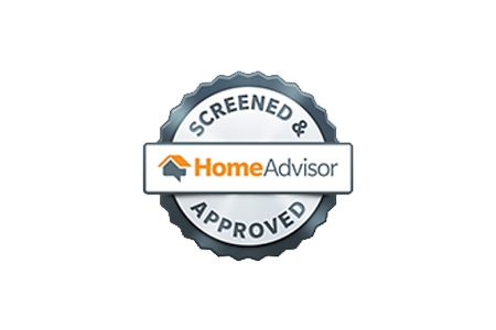 A screened and home advisor approved logo on a white background.