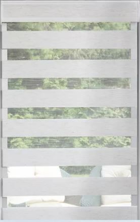 White zebra-striped window blind
