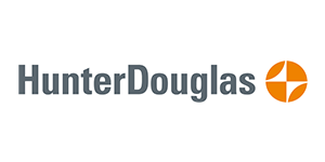 The hunter douglas logo is on a white background.