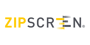 A yellow and black logo for a company called zipscreen