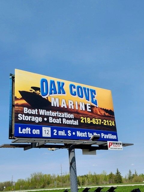A billboard for Oak Cove Marine