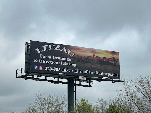 A billboard for Litzau farm drainage and directional boring