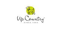 Logo of Up Country, a dog with a collar inside a green circle above the company name.
