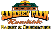 Logo for Sabrhen Farm Roadside Market & Greenhouse featuring a barn and text.