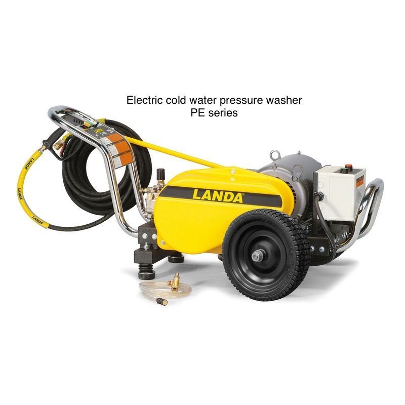 A yellow and black landa electric cold water pressure washer