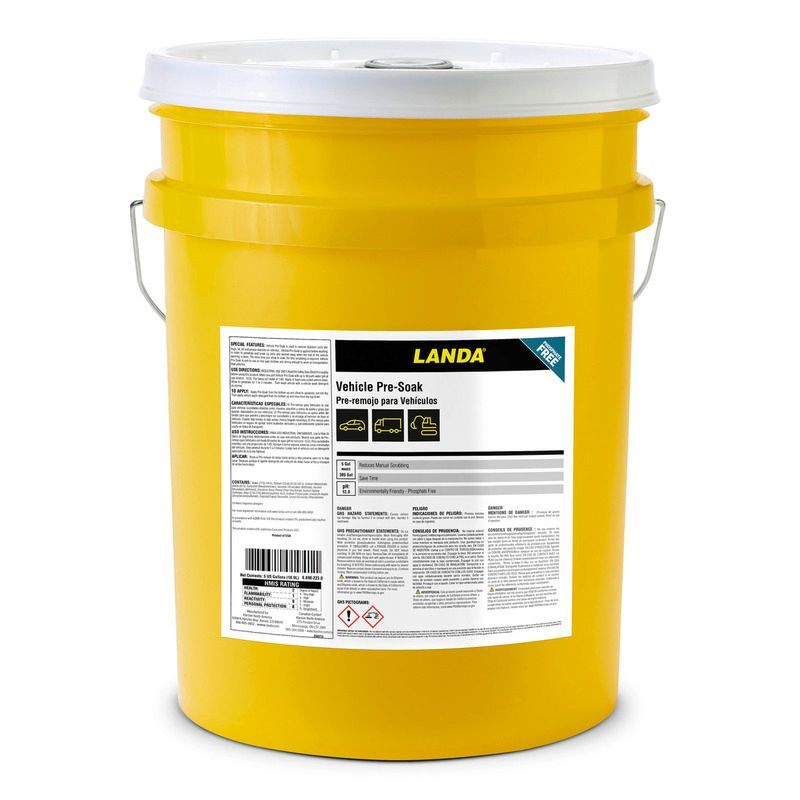 A yellow bucket with a label that says landa on it
