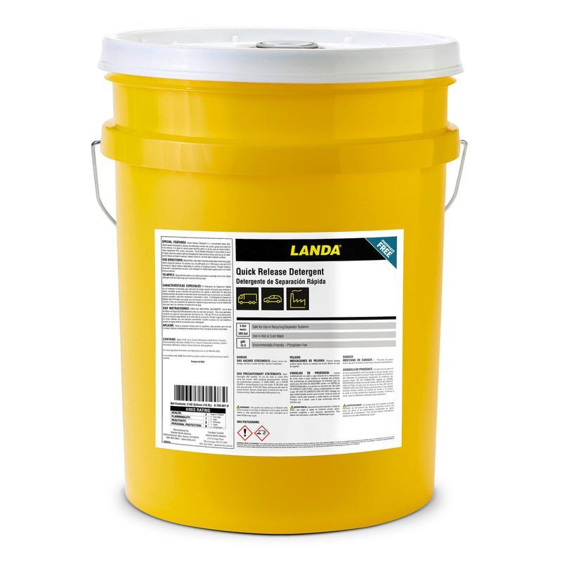 A yellow bucket with a label that says landa on it