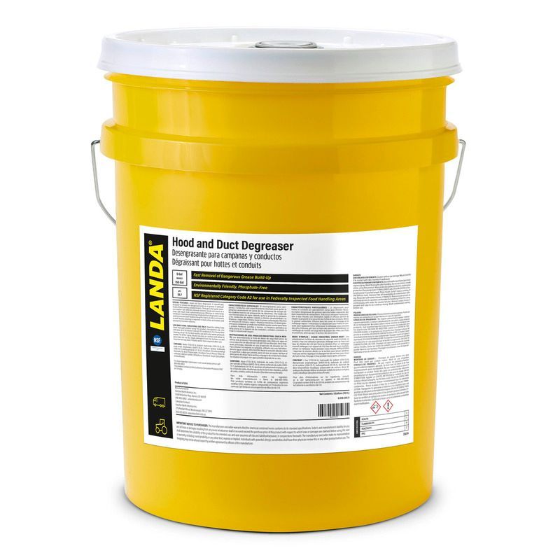 A yellow bucket of landa heat and duct degreaser