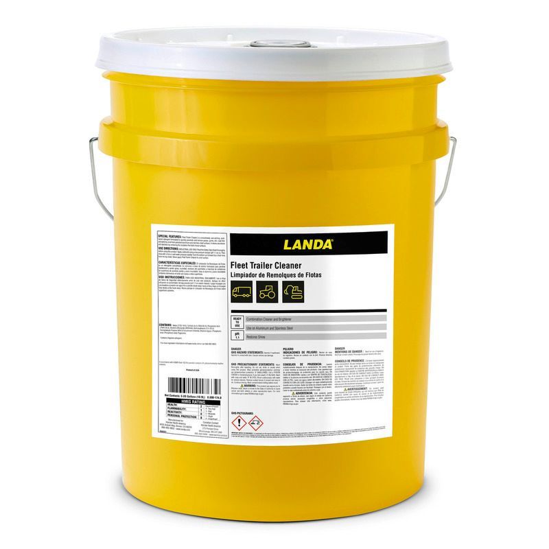 A yellow bucket with a label that says landa on it