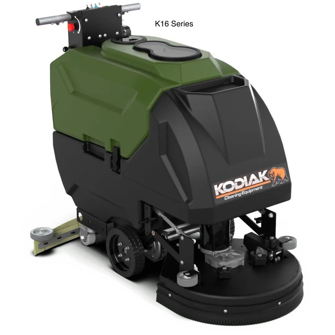 A green and black kodiak cleaning machine on a white background