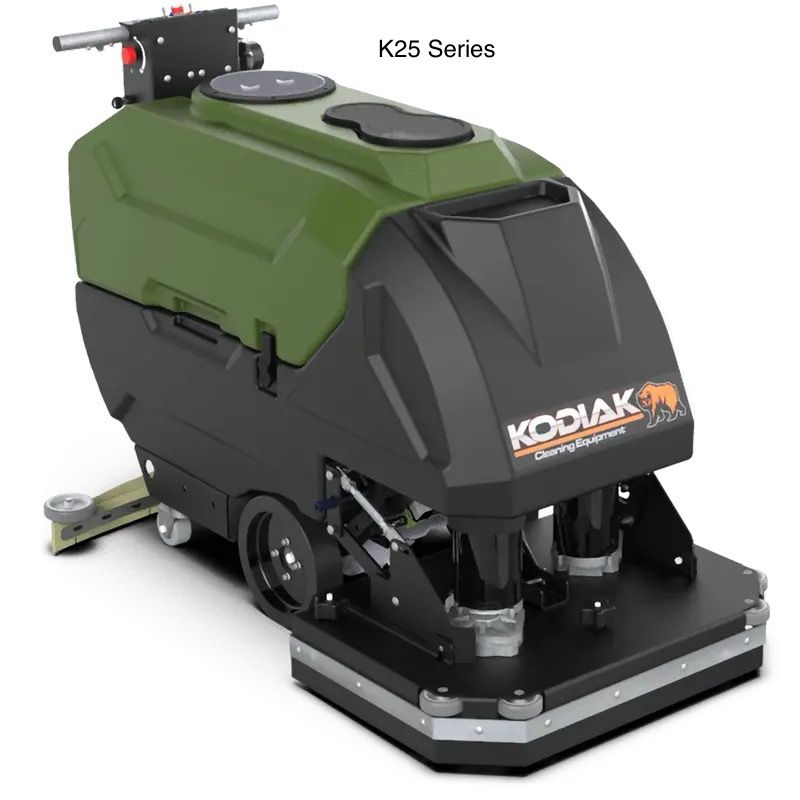 A kodiak k25 series floor scrubber is shown on a white background