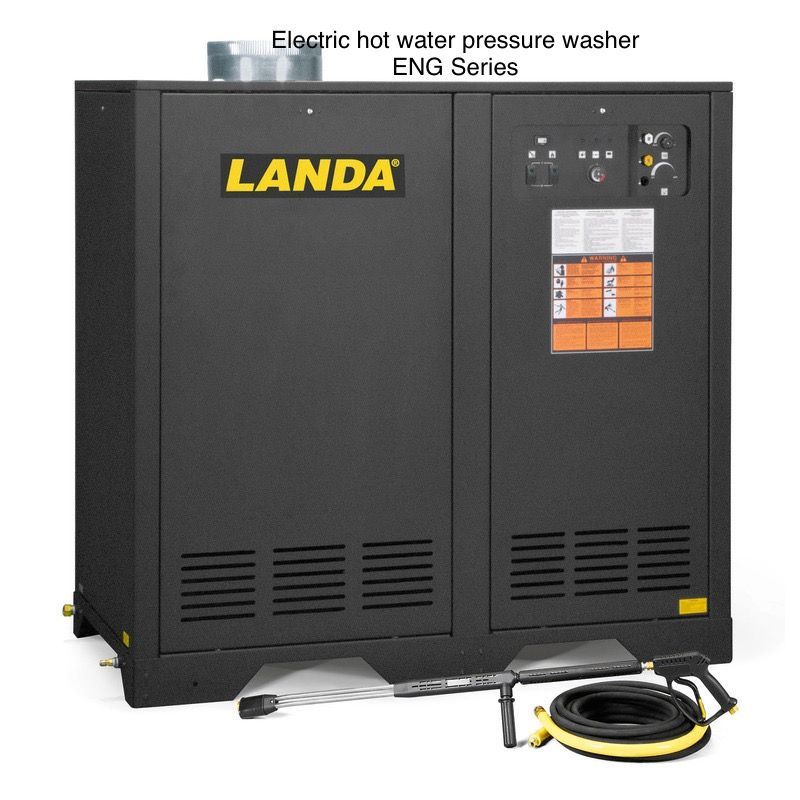 A black landa electric hot water pressure washer