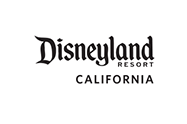 The logo for disneyland resort in california is black and white.