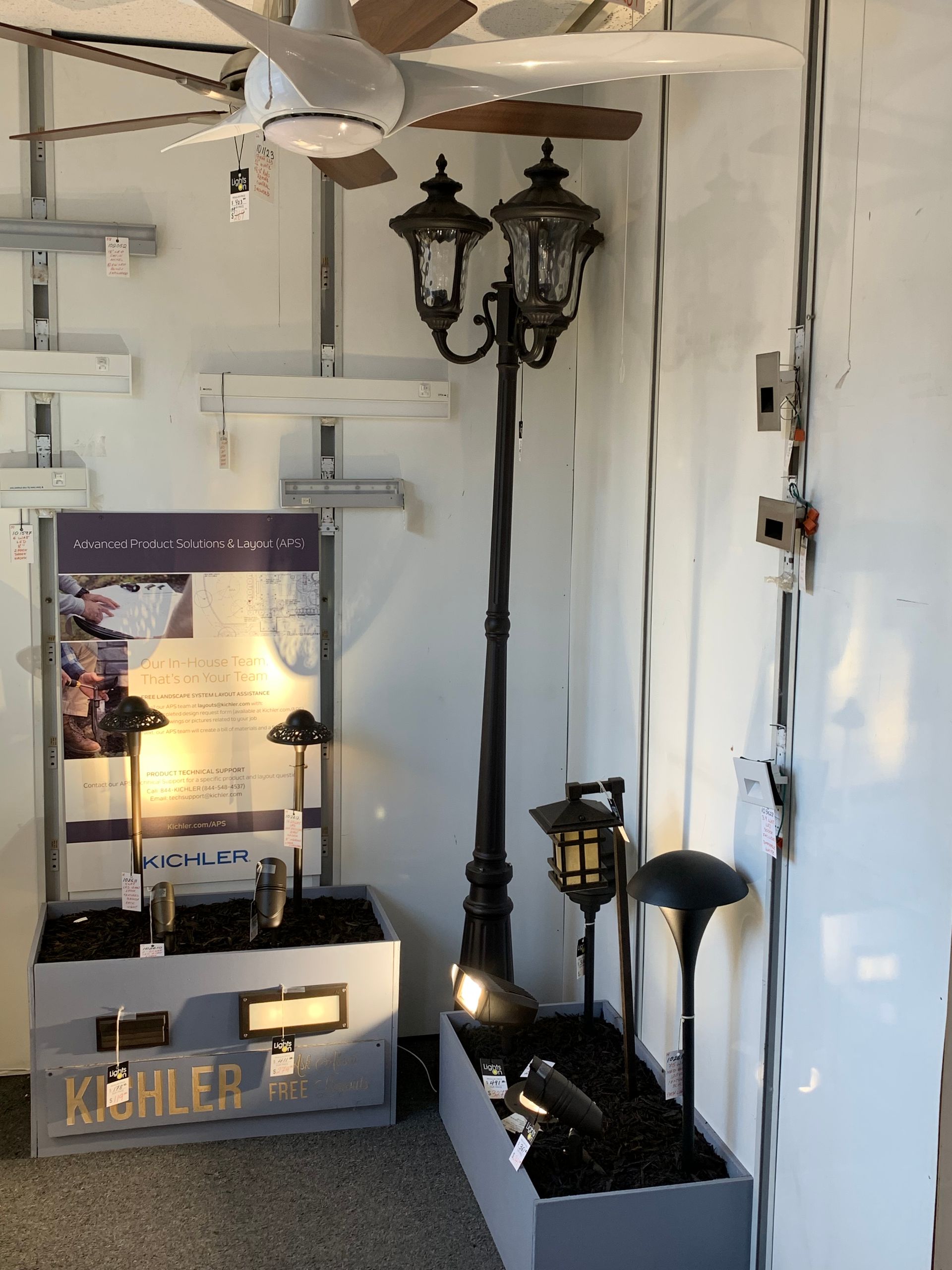 A room with a sign that says ' kohler ' on it