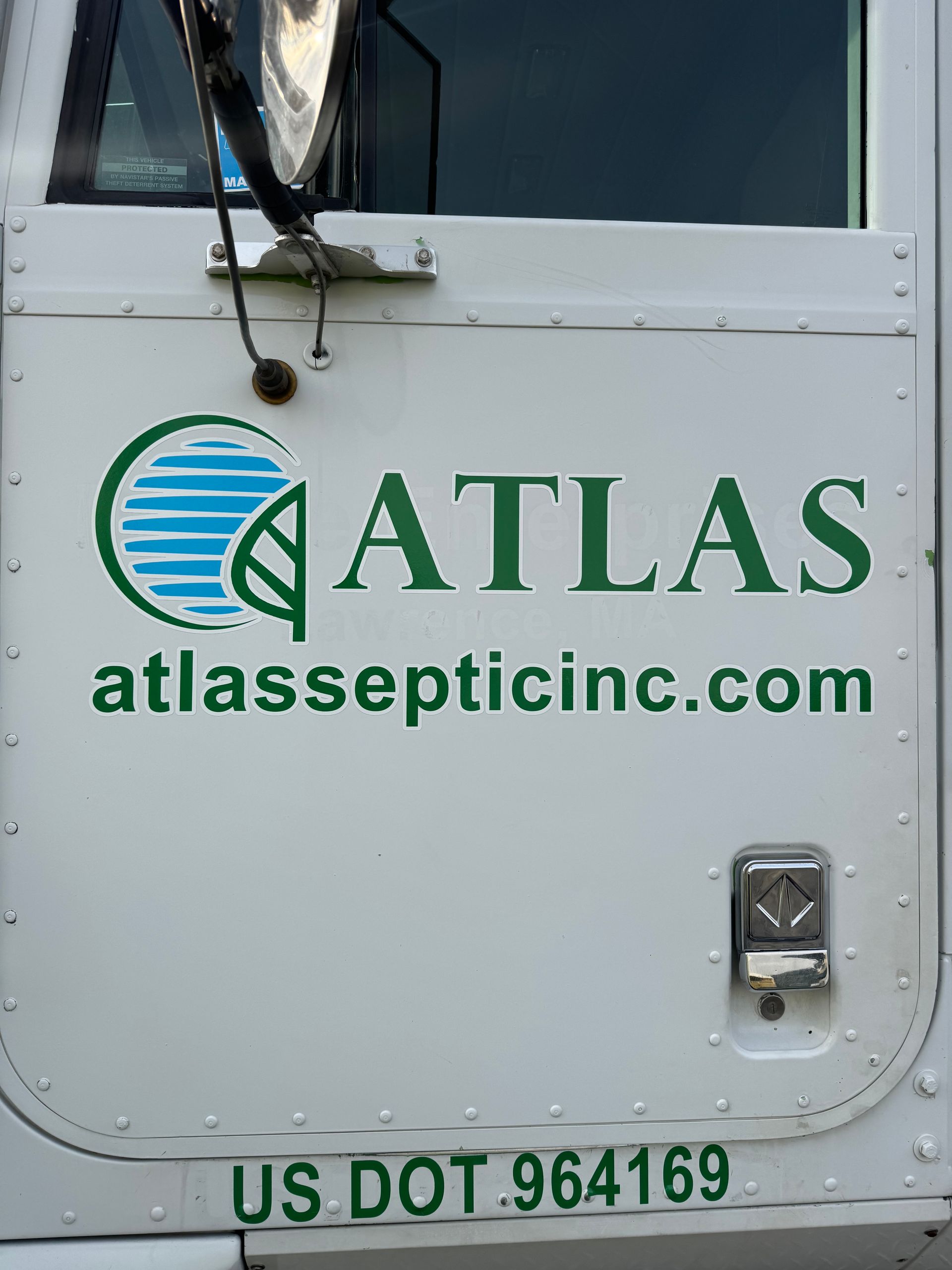 White truck door with green 