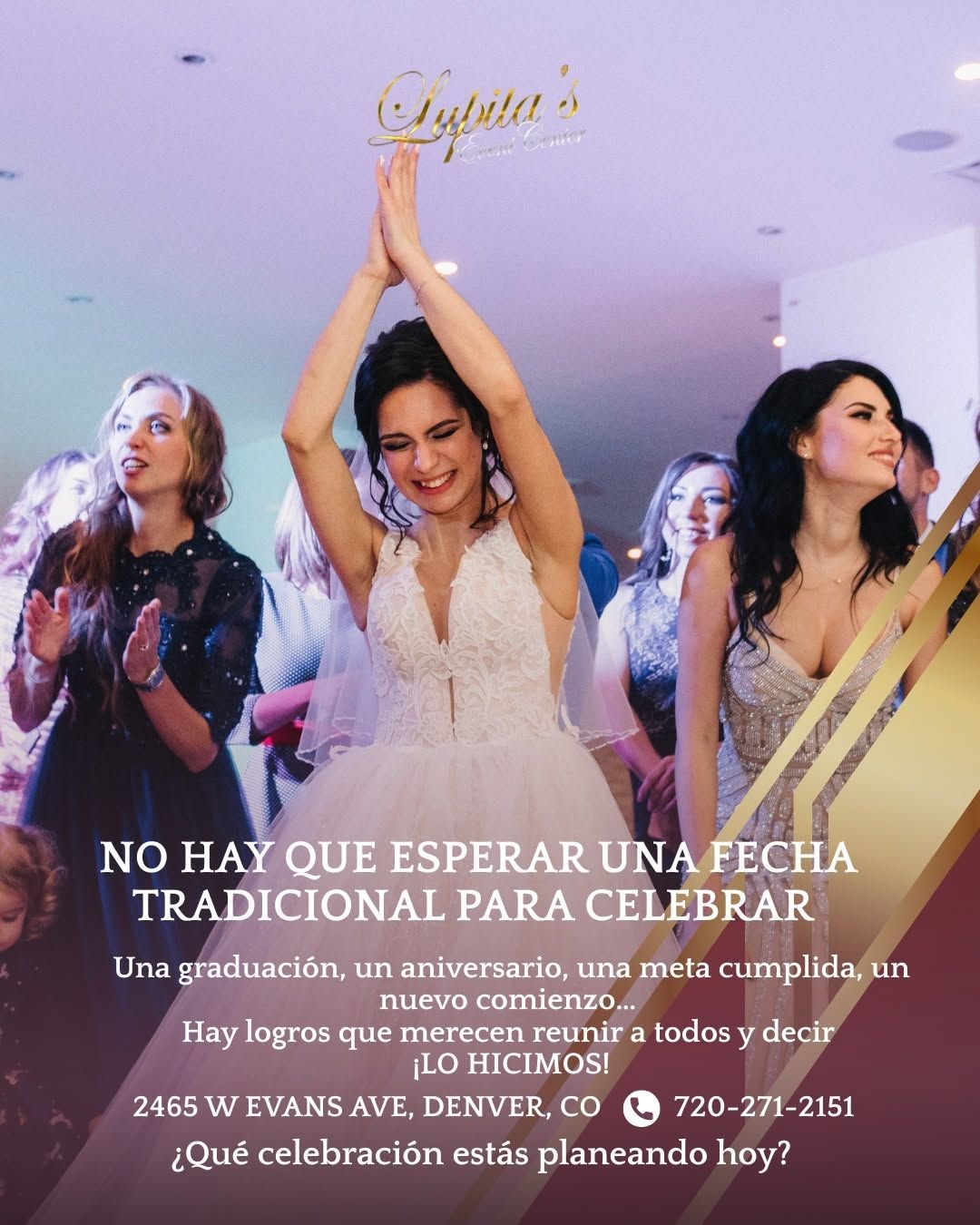 Women celebrating at a bridal shower, smiling and dancing in a decorated indoor venue