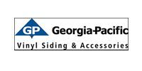 Logo for Georgia-Pacific Vinyl Siding & Accessories with a blue triangle icon containing the letters 
