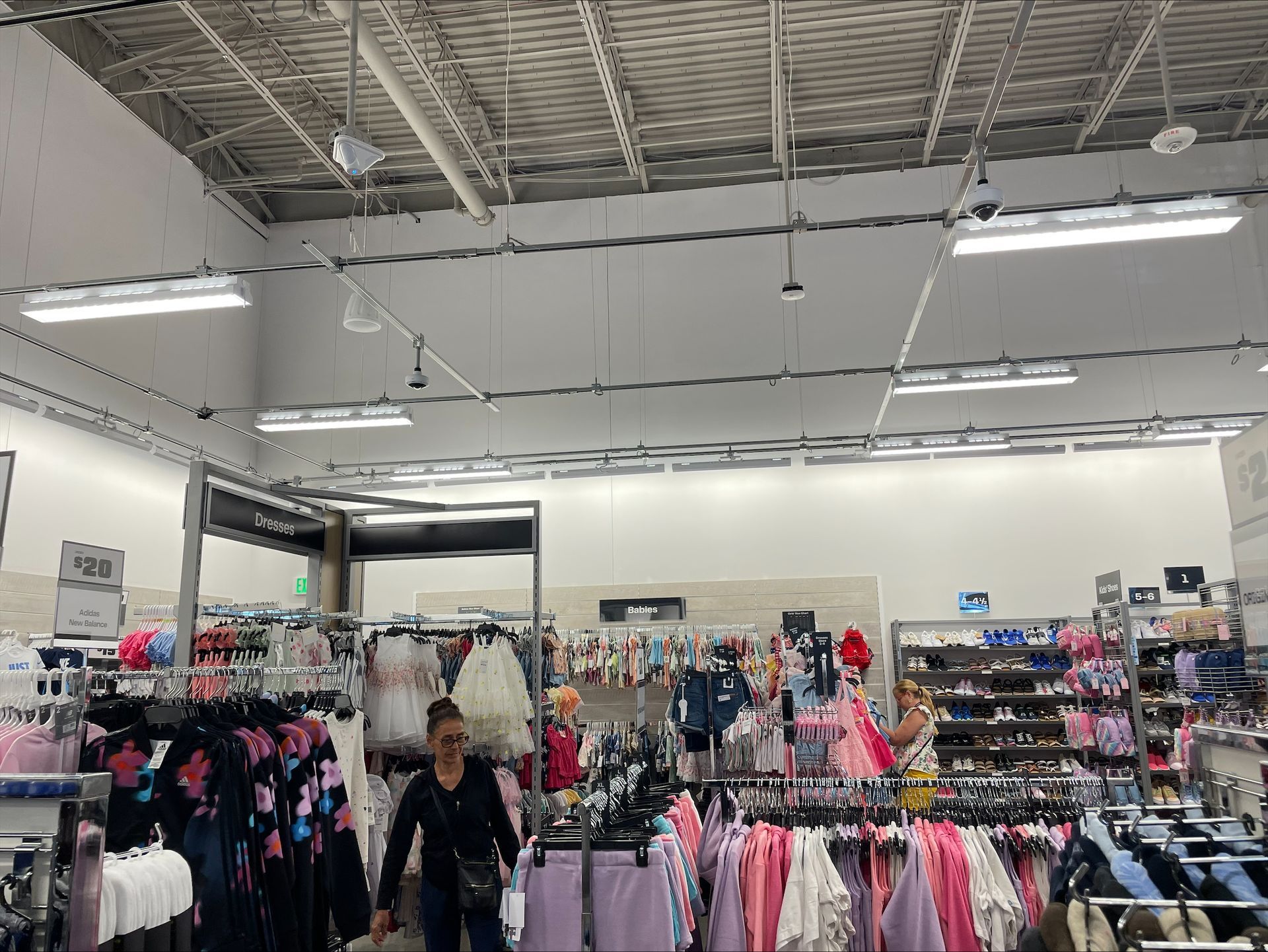 Inside a clothing store.