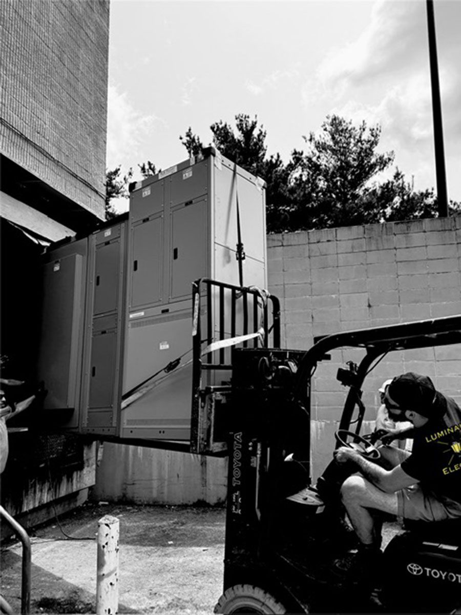 Electricians working on a construction site