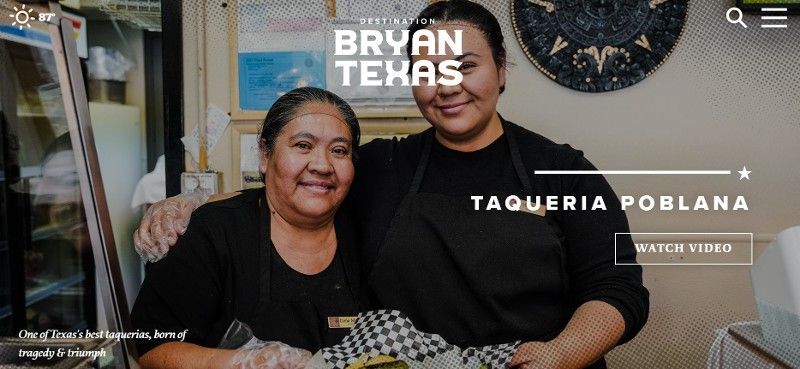Two women smiling, pose together at Taqueria Poblana, in Bryan, Texas.