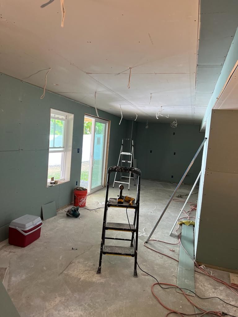 There is a ladder in the middle of the room.