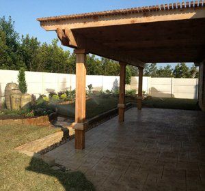 fence and covered patio