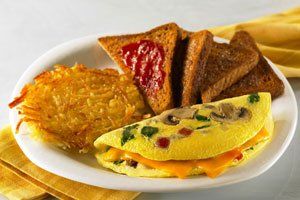 Omelette and hashbrown