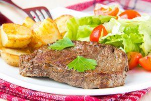 Steak with salad