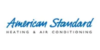 American Standard logo: Blue cursive text on white background with tagline