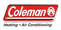 Coleman Heating and Air Conditioning logo. Red rectangular background with the Coleman name in white.