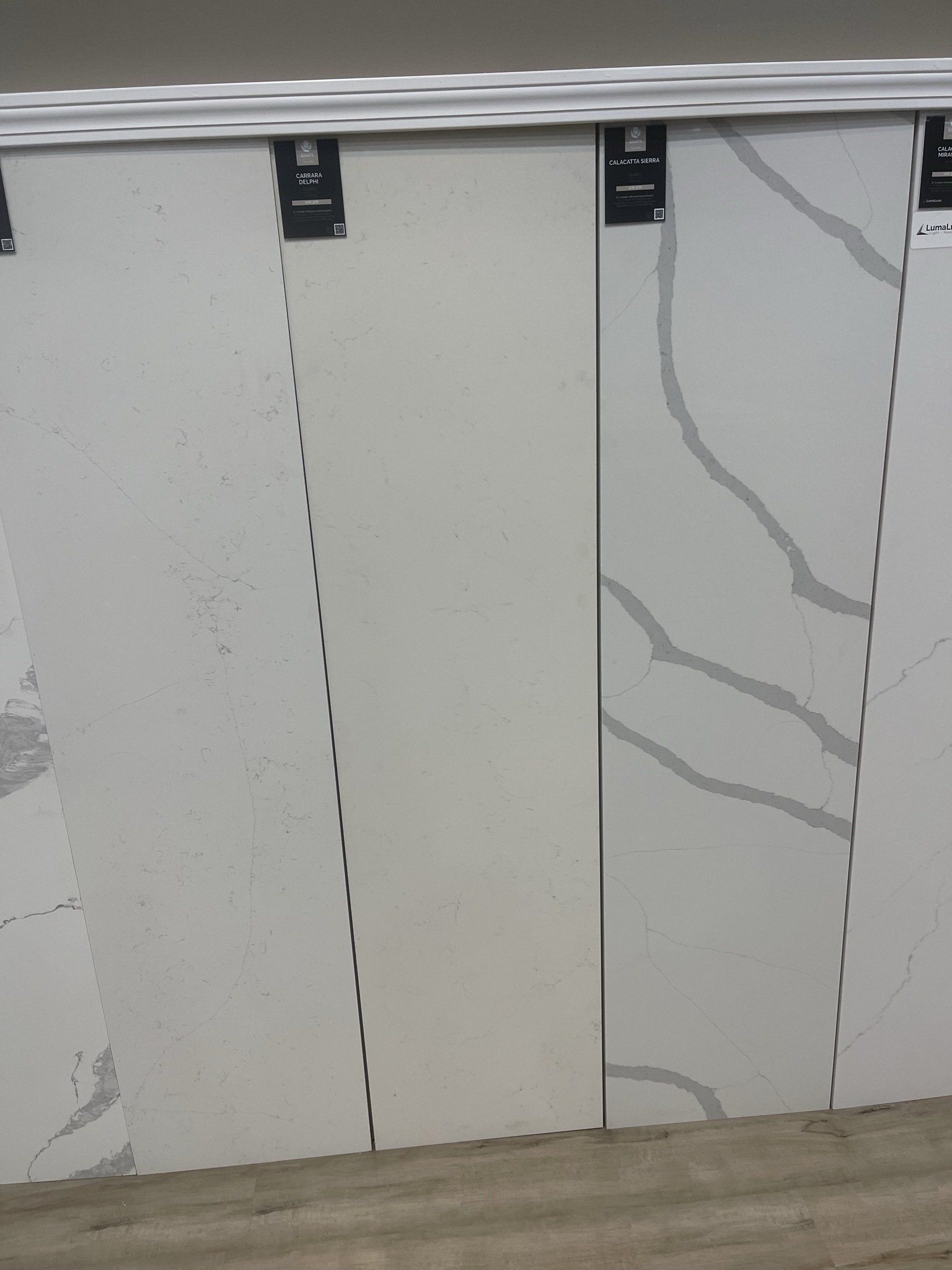 Carrara Delphi and Calacatta Sierra