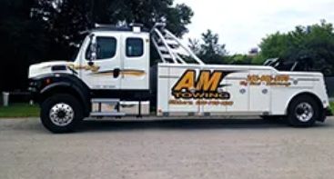 White tow truck with 